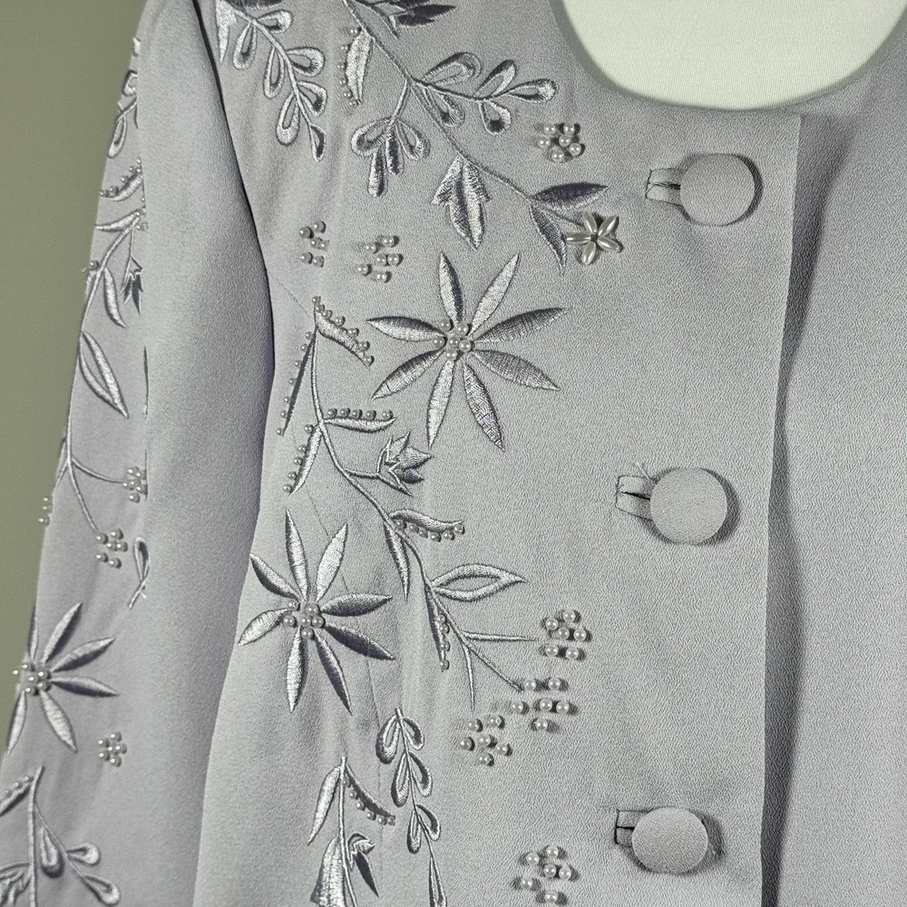 Vintage Lavender Embroidered Beaded Skirt Suit 2 Pc Womens 14 Church‎ Formal BMI